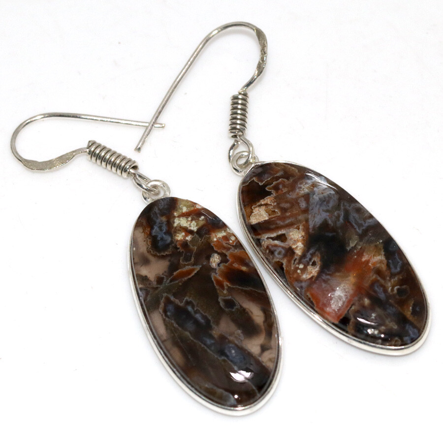 Stick Agate 925 Silver Plated Earrings 1.8