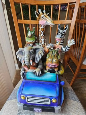 CARLOS & ALBERT Blue Safari Jeep Sculpture - Ltd Ed 108/150 - Signed Mixed Media