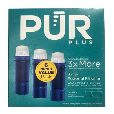 PUR PLUS PPF951K Pitcher Dispenser Water Filters Lead Reduction 3 Pack