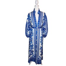 Farm Rio Flora Tapestry Linen Blend Maxi Dress Size XS
