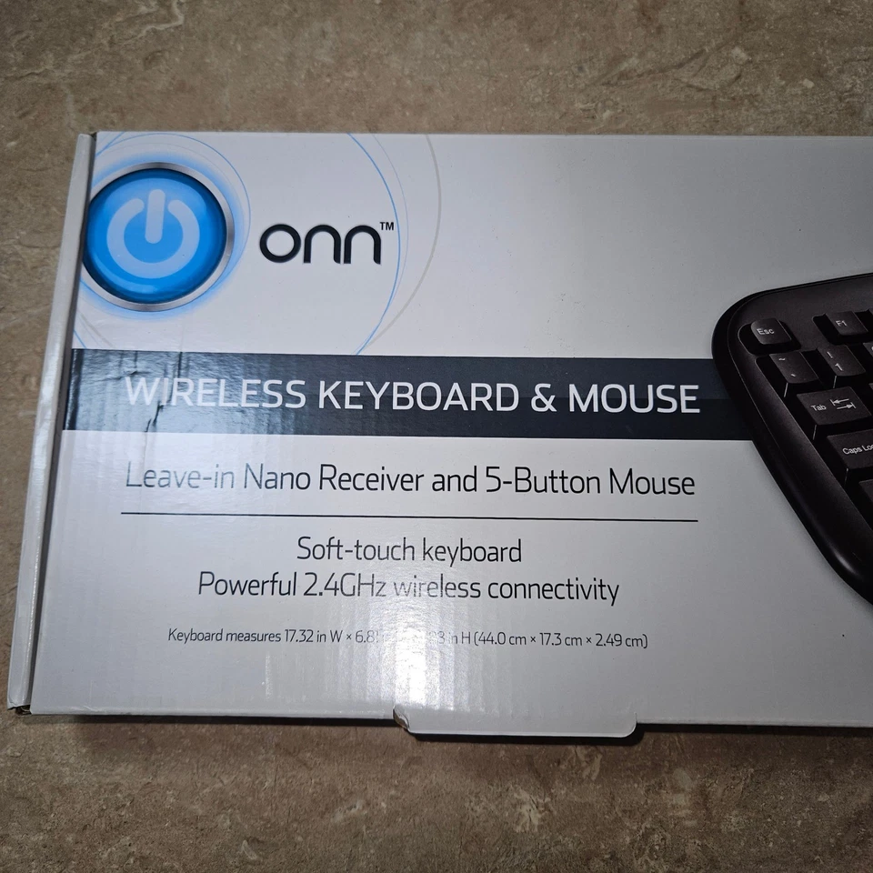 onn. Wireless Keyboard and Mouse Combo, 5-Button Mouse, Nano Receiver dongle - Image 2 of 4