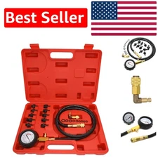 Comprehensive Oil Pressure Tester Kit - Clear 0-140 PSI Gauge & Protective Case