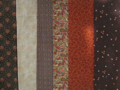 Cotton Fabric Scrap Bundle Lot 6 Pieces Rust Brown