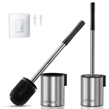 Toilet Brush and Holder Set: 2 Pack Stainless Steel Rustproof Kits with Deep ...
