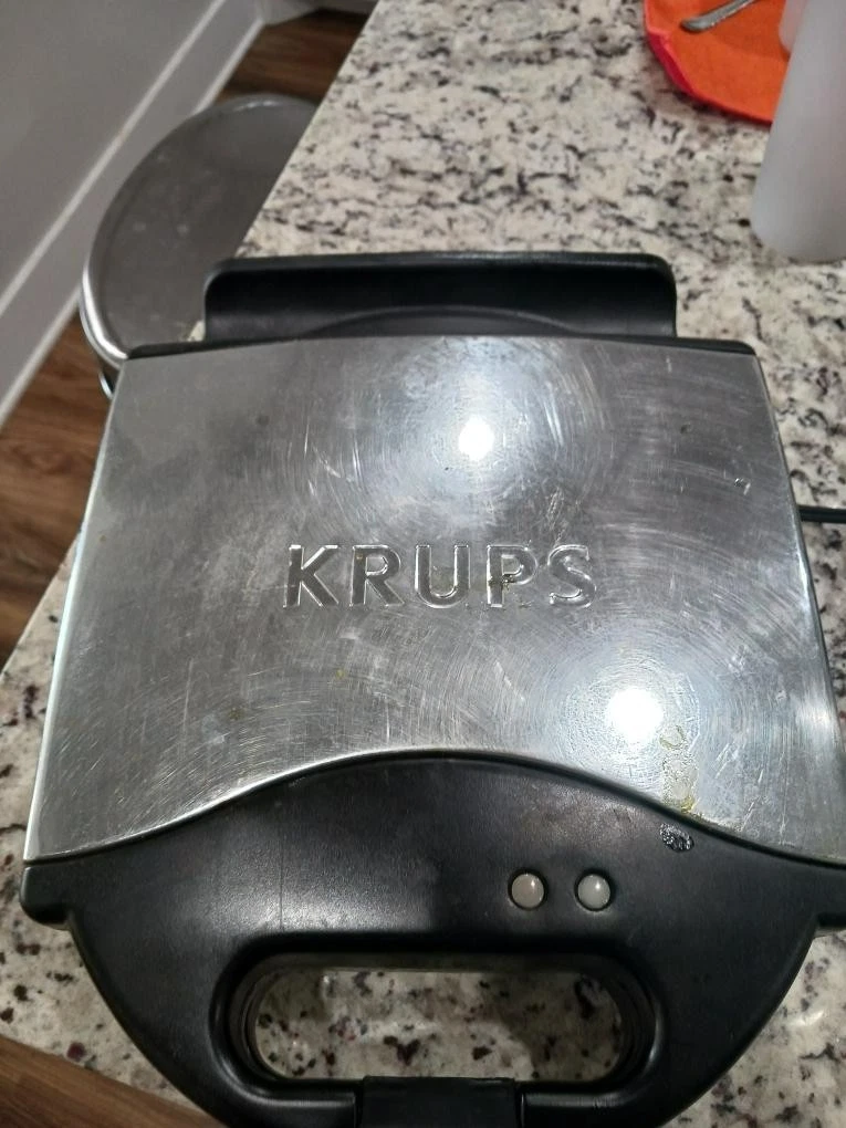 Krups Belgian Waffler Stainless Nonstick 4 Slice Waffle Maker Silver Electric