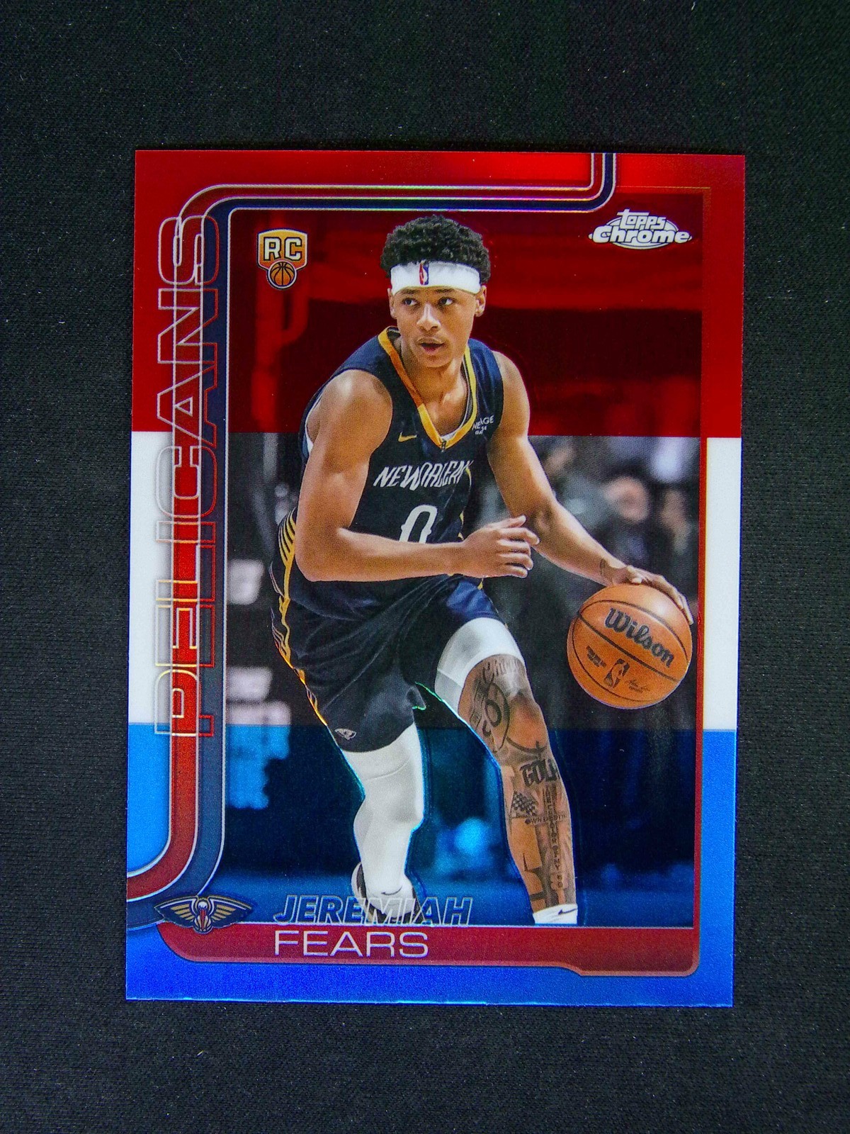 2025-26 Topps Chrome Jeremiah Fears #257 RC Refractors Red, White, and Blue