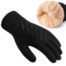 Winter Gloves - Thick Wool Fleece Liner, Thermal Knit, Touchscreen, Elastic C...
