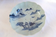 Imari Antique Japanese Arita Blue White Porcelain Fluted Dish Edo Period C1870s