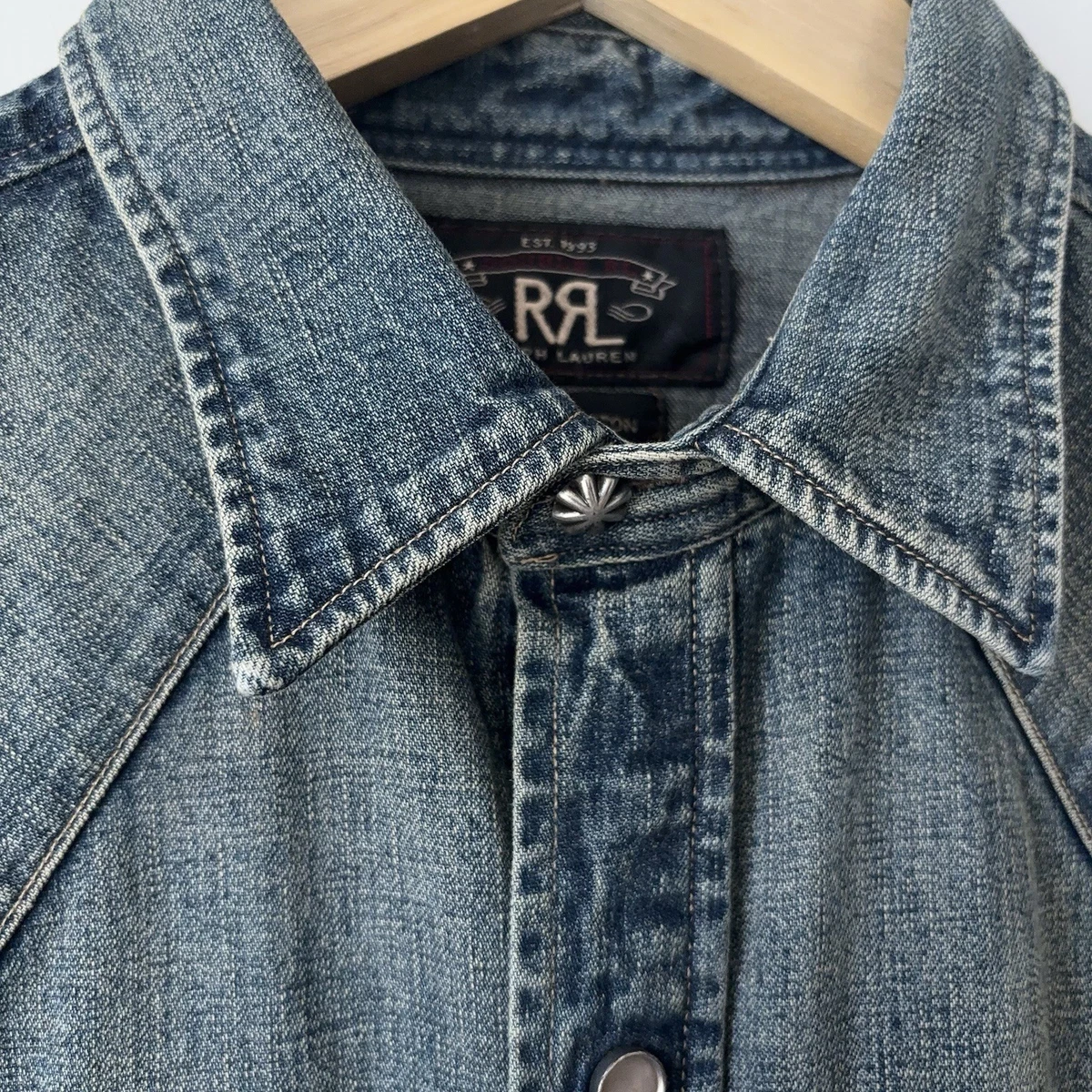 RRL Denim Button Shirt 幾何学柄 L RRL Denim Casual Button-Down Shirts for Men for sale - eBay
