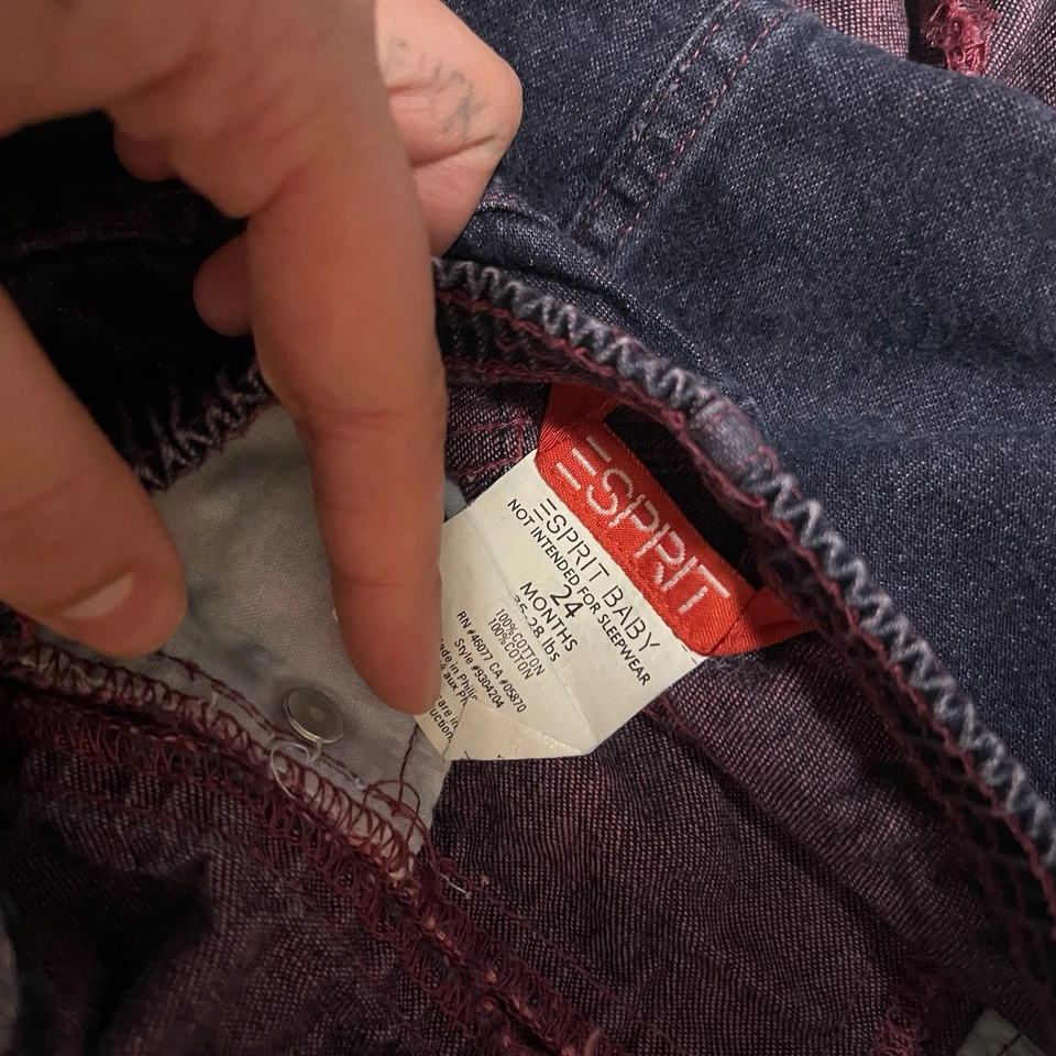 复古 90 年代 Espirit 牛仔整体褶饰连衣裙 尺寸 24mo 复古 Y2K  — 第 4/4 张图片