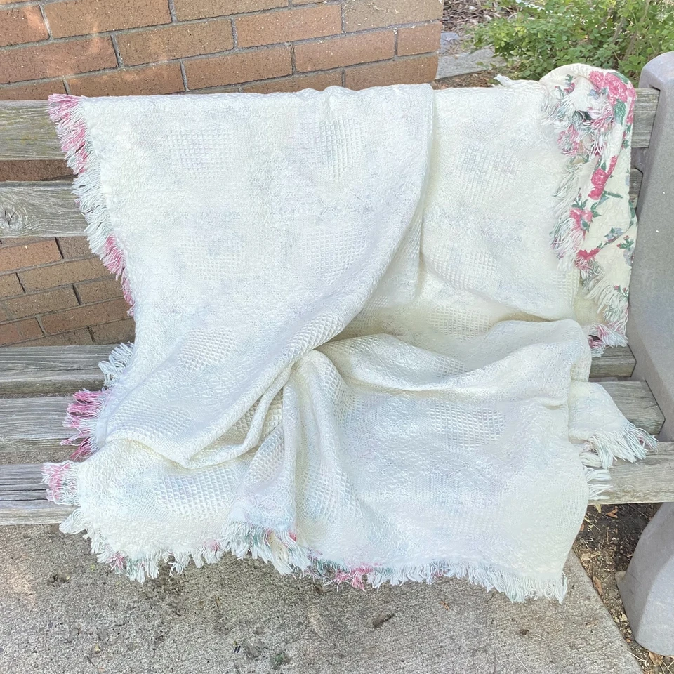 Tapiz tejido floral vintage manta casa núcleo ramo de flores 50x58" Foto 4 de 4