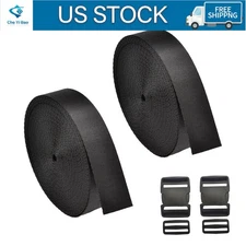 2 pack 2 inch 11 Yards Nylon Webbing Strap / 2 Set Plastic Buckles Side Release