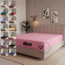 Extra Deep Fitted Sheet 16''/40cm Egyptian Cotton Single 4FT Double King Super K