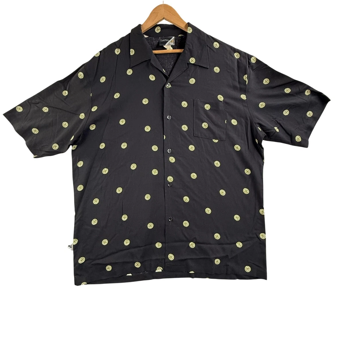 Polka Dot Short Sleeve Button-Up Casual Button-Down Shirts for Men