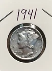 1941 10C Mercury Dime Bands And Wings Visible Circulated 90% Silver Coin 2￼