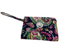 Vera Bradley Paisley Petal Turn Lock Floral Wallet Wristlet Pockets Organize 6x5