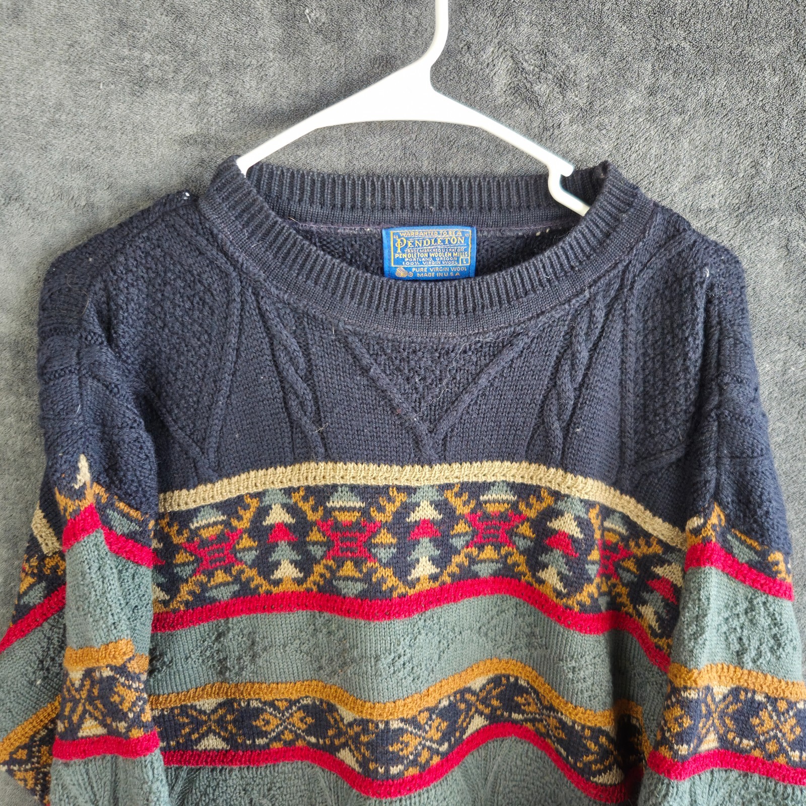Pendleton Sweater Men L Multicolor Fair Isle Cabl… - image 4