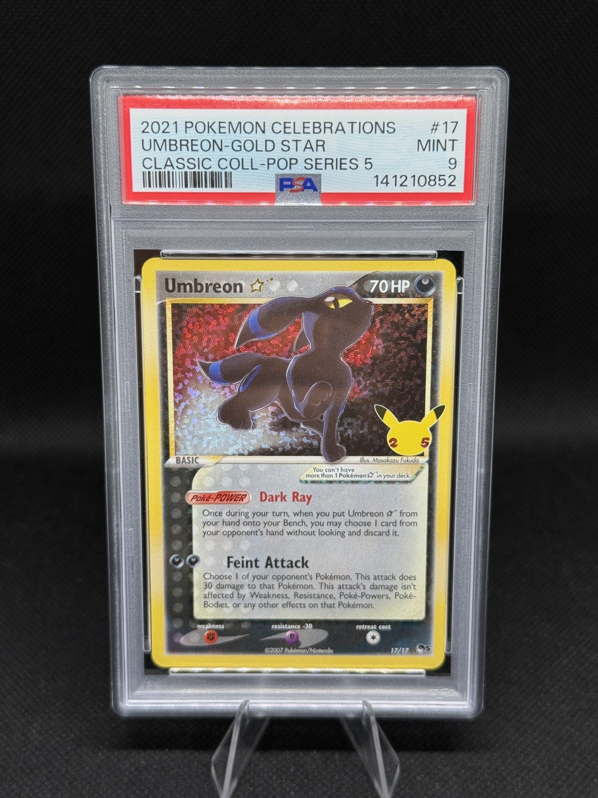 2021 Pokemon Celebrations Classic Collection #17 Umbreon Gold Star PSA 9 MINT