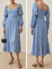 Reformation Micah dress in the color Marie Blue And White Floral Print Size 8