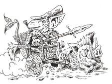 Goblin Charioteer-OOAK Ink Drawing-Original Art