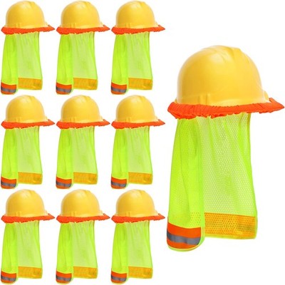 10 Pack Hard Hat Neck Sun Shield with Secure Fasteners Reflective Stripe Safe...