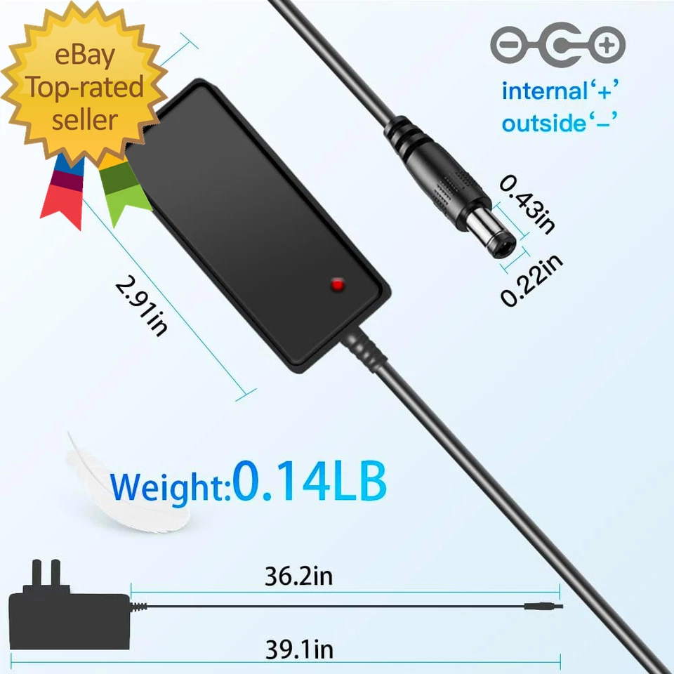 Adaptador de fuente de alimentación 24V 0.5A CC 100-240V CA a CC 24Voltios 500Ma Cable de alimentación Foto 2 de 4