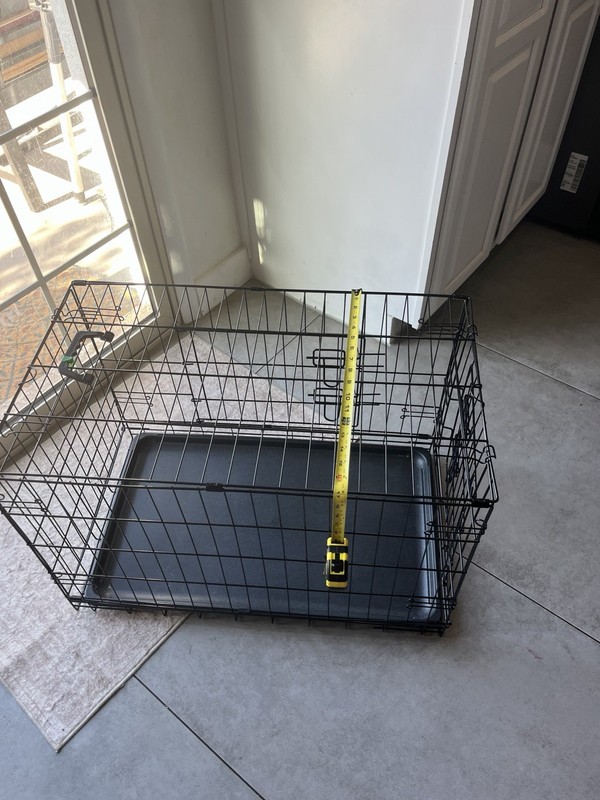 42 in Folding Steel Wire Dog Crate Cage, Removable Plastic Tray, Black