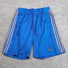 Adidas Shorts Mens Medium Blue Drawstring Gym Train Run Lounge Climalite