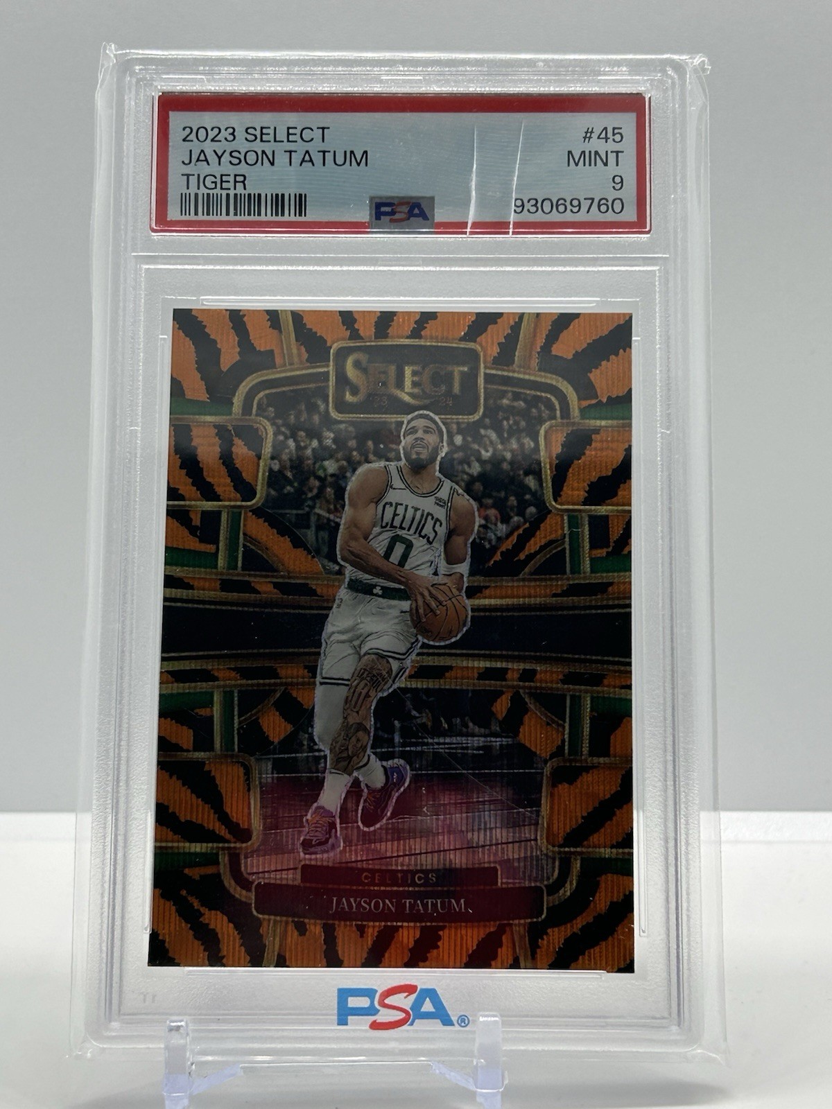 2023-24 Select Jayson Tatum Tiger Prizm Concourse #45 Celtics PSA 9