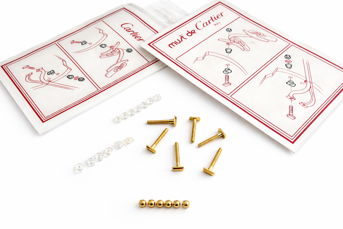 NEW! Auth Curved Rectangle Cartier Screws Full Set - Gold | eBay
