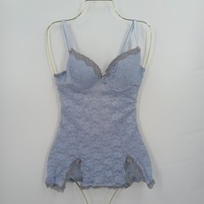Native Intimates Lingerie Teddy Womens Size 36B Blue Lace Coquette Aesthetic