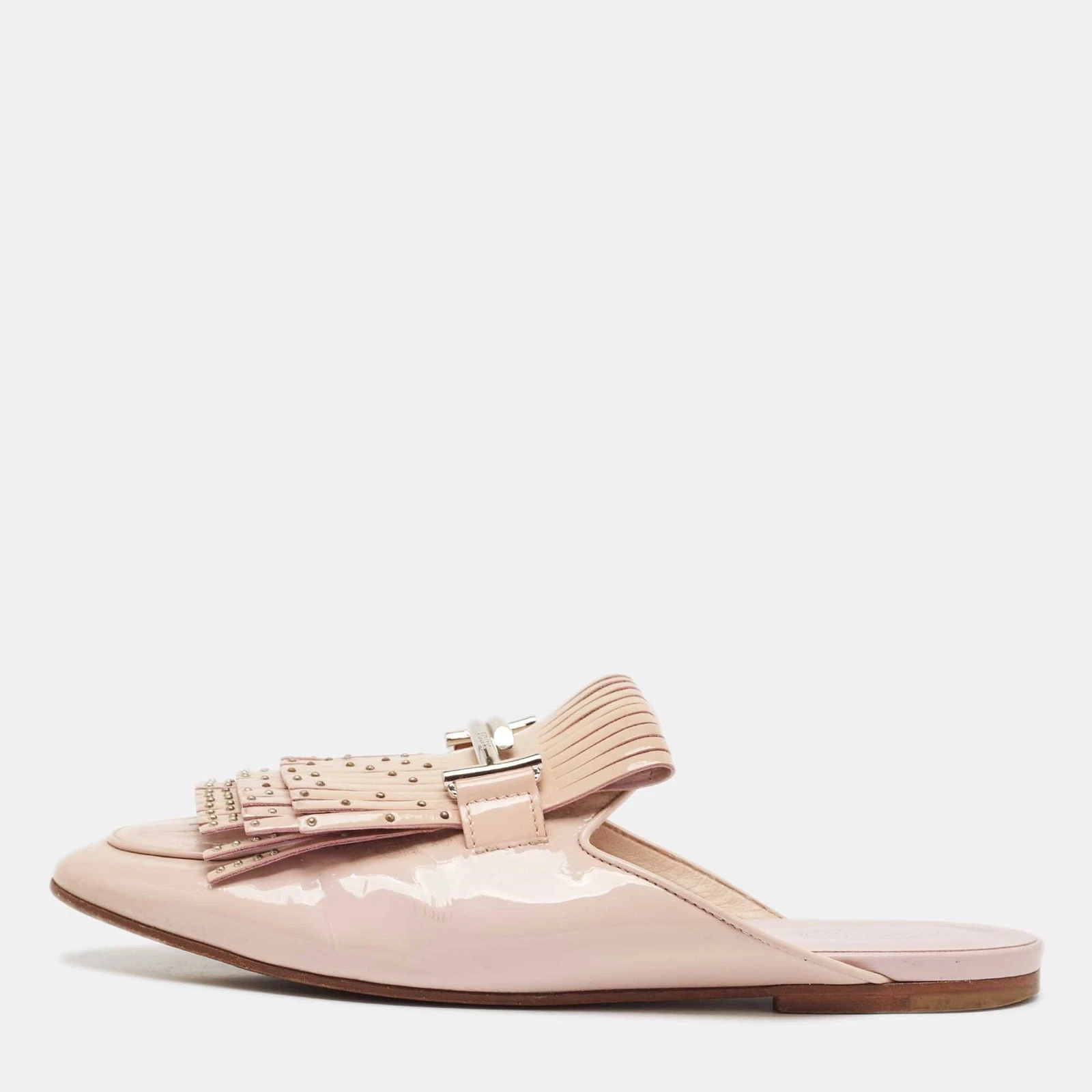 TOD’S Mules Tod's beige con borchie in vernice doppia T taglia 39