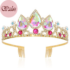 Girls Rapunzel Crown, Princess Tiara Headband, Multicolored Crowns for Birthday