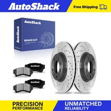 Front Drilled Slotted Brake Rotors Ceramic Pads for 2006-2012 Ford Fusion