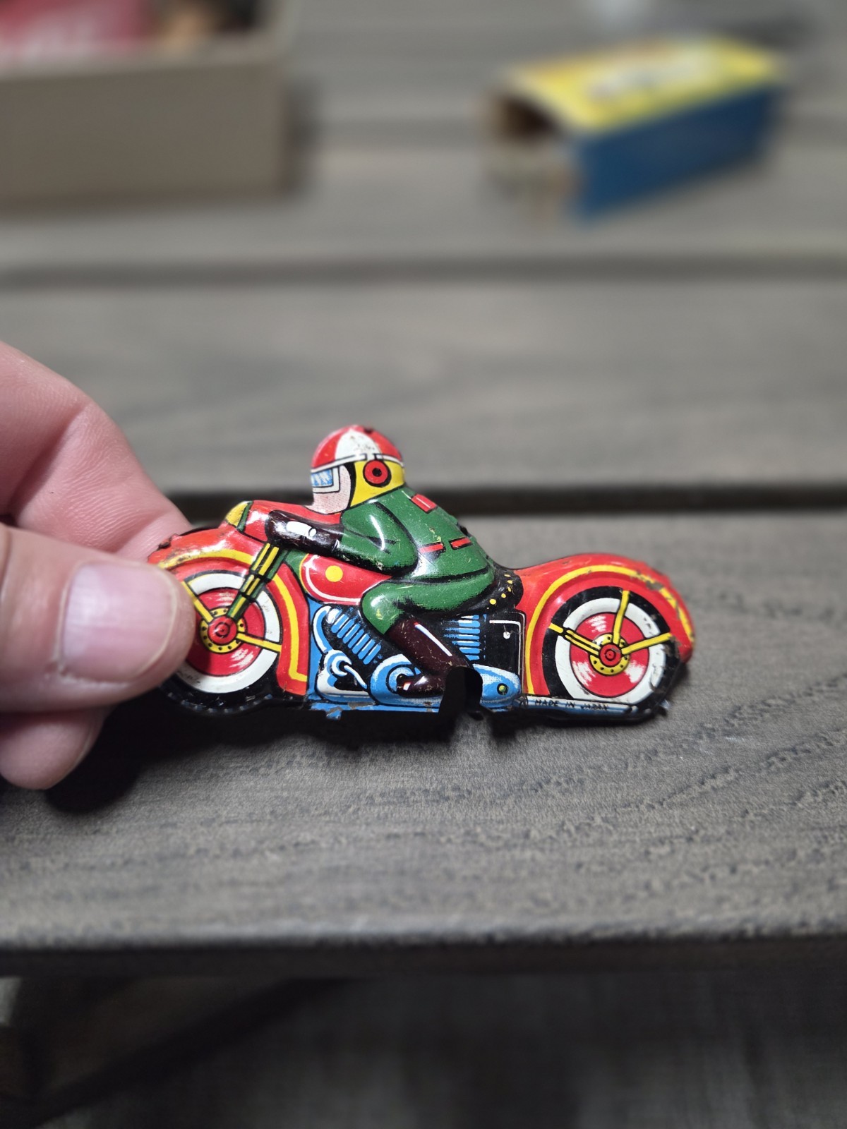 Tin Metal Motorcycle Friction Toy Great Condition Litho Tin Japan