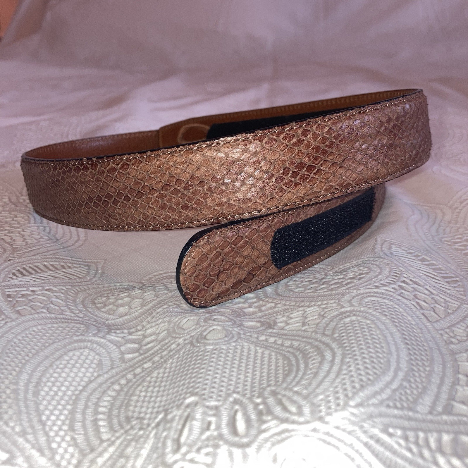 Terry Stack Brown Belt Snake Skin Pattern Italian… - image 5