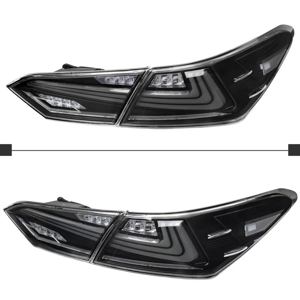 Black Tail Lights Fits 2018-2022 Toyota Camry Sequential LED Signal Brake Lamps Foto 4 de 4