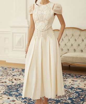 white midi dress in store Take A Look Cream White Midi Dress – Shop the Mint