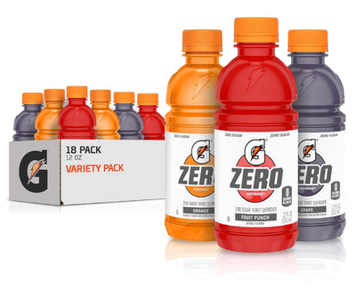 Gatorade G Zero Sports Drink, Fruit Punch, Orange, Grape Variety Pack, 12 Fl Oz 