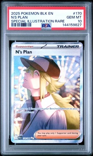 2025 POKEMON BLK EN-BLACK BOLT SPECIAL ILLUSTRATION RARE #170 N'S PLAN PSA 10