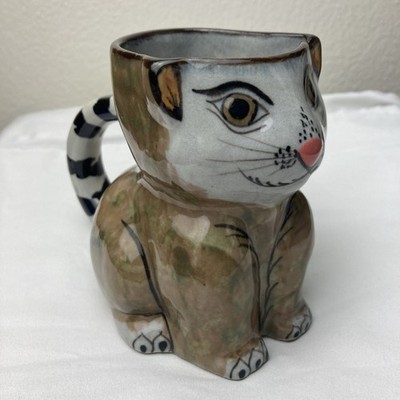 Guatemalan Artisan Ceramic CAT Mug Handmade Painted Signed 12oz Cup Unique