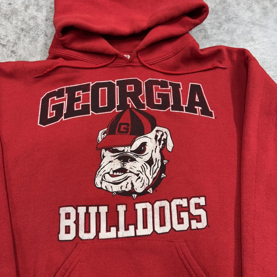 Sudadera con Capucha Pullover Vintage Georgia Bulldogs Para Hombre Grande Roja NCAA Fútbol Universitario Foto 2 de 4