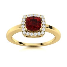 Garnet Gemstone 925 Silver Statement Halo Throat Chakra Ring Jewelry