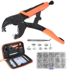 1 Set Heavy Duty Metal Snap Button Kit with Adjustable Pliers Sewing Tool
