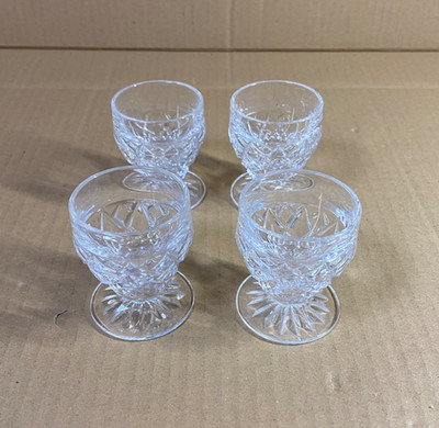 Vintage Set of 4 Bohemia Sklarny Hand Cut Shot Glasses 2''