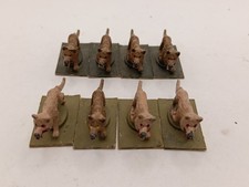 Vintage Fantasy GIANT WOLVES (8) Metal Painted Tin Soldier 15mm Scale OOP Rare