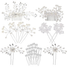 30 Pack Silver Wedding Bridal Hair Side Combs U Shaped Hair Pins Clips Barrettes