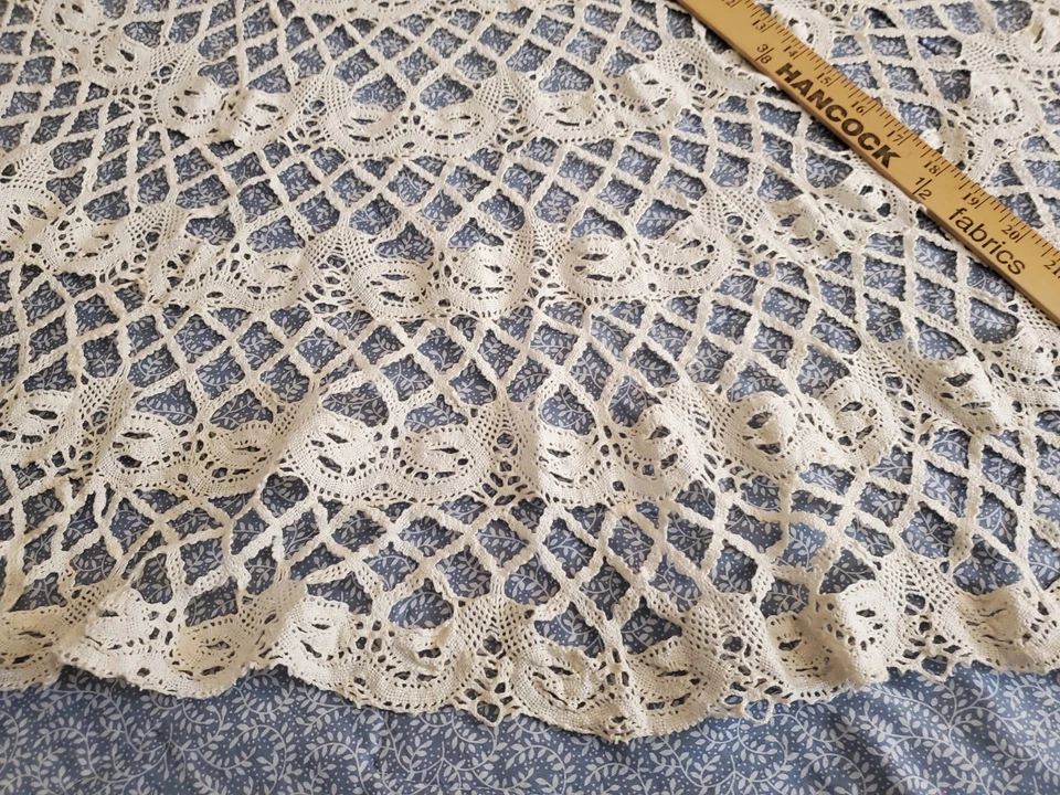 Mantel de ganchillo redondo vintage 54" mantel cama marfil Foto 3 de 4