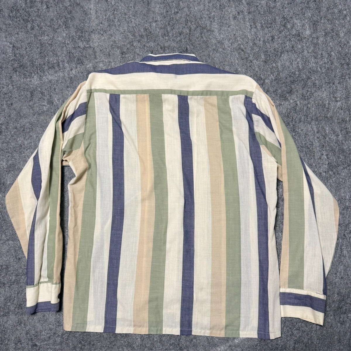 Vintage 60S 70S Sears Perma Prest Shirt Size M Colorblock Striped