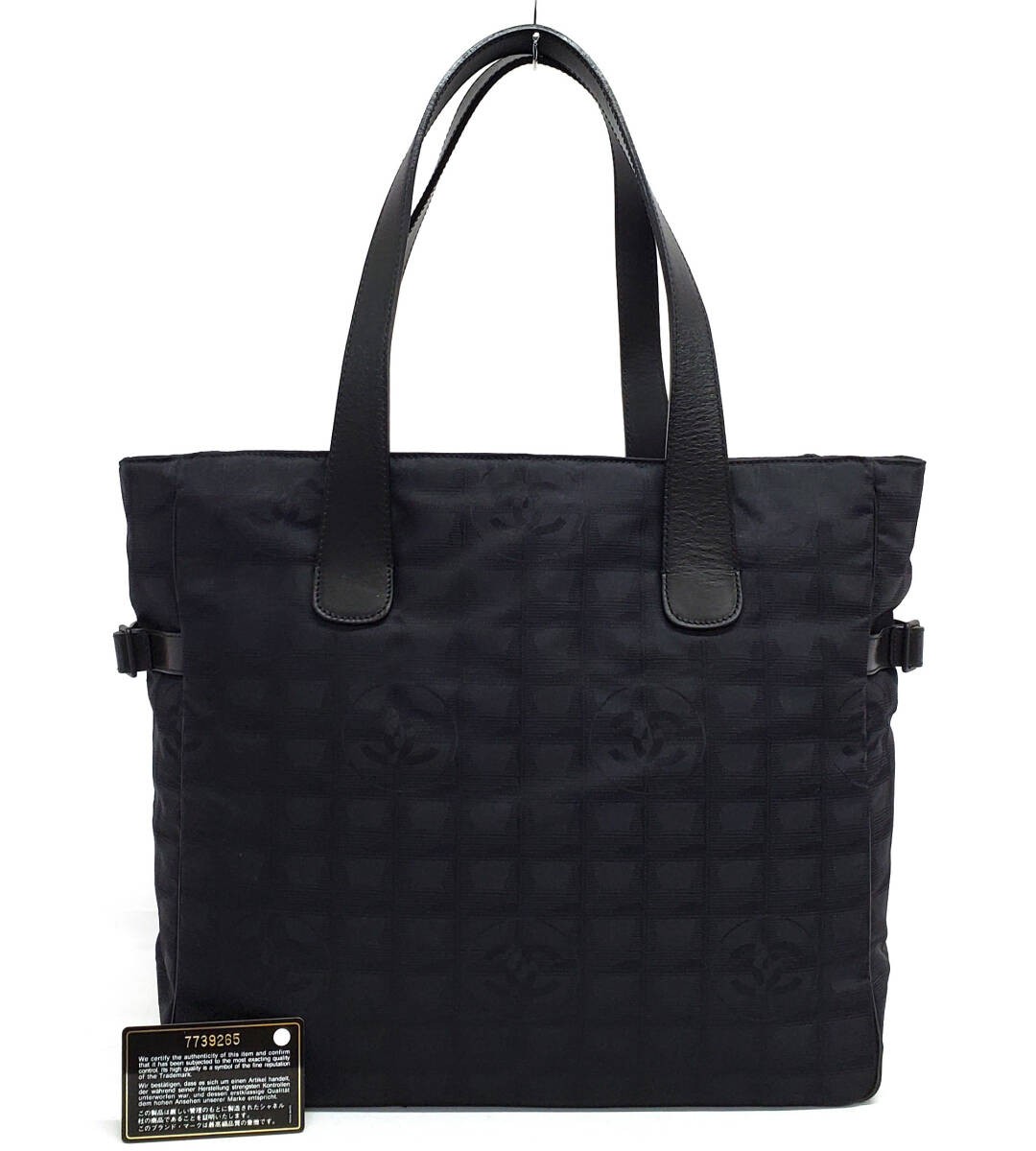 CHANEL New Travel Line Tote GM Black Handbag with Seal and Card